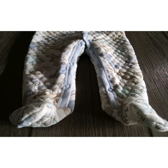 Little Beginnings Quilted 1 Piece Sleeper 3-6 Months off white w/ dinosaur print - Picture 4 of 10